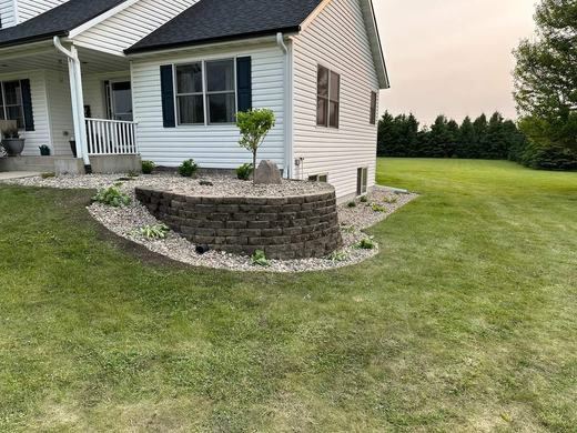 Stone Planter Bed & Tree Install after