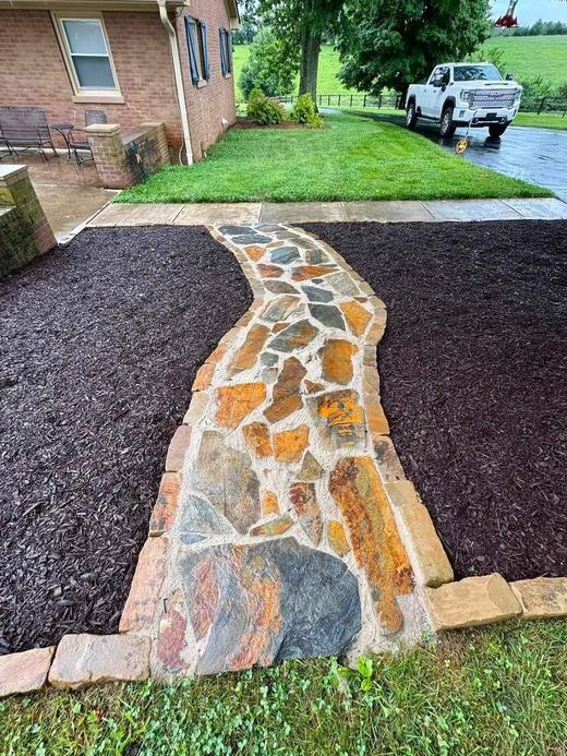 Flagstone Walkway Install after